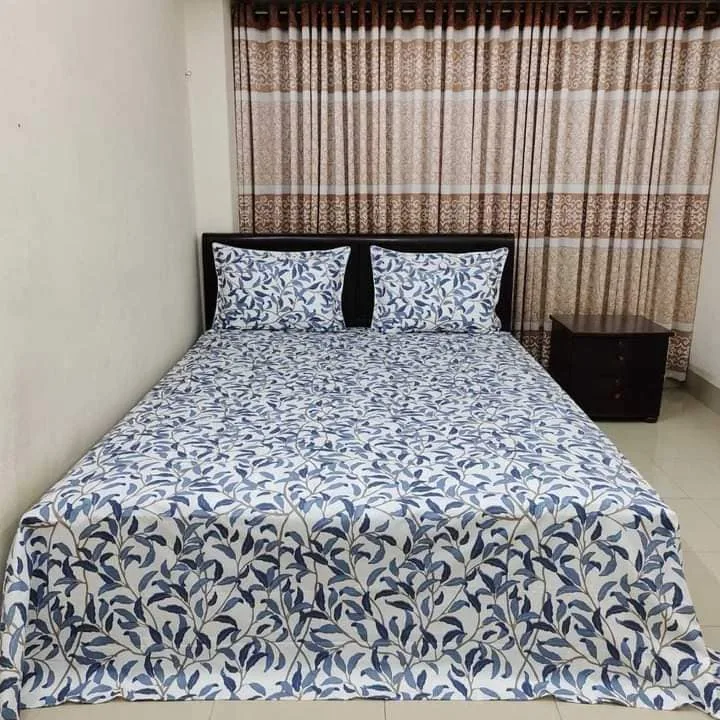 100% কটন বেডশীট + ২ পিস মাথার + ১ পিস কোল বালিশের কভার - E114