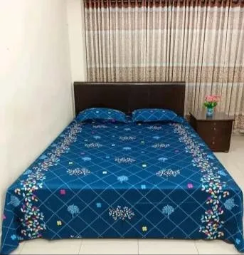 100% কটন বেডশীট + ২ পিস মাথার + ১ পিস কোল বালিশের কভার - E109 - GohrerSob